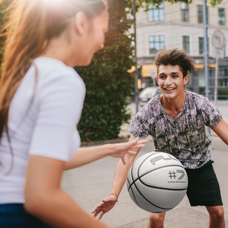 Meteor, Fluo, piłka do koszykówki, biały/neonowy zielony, rozmiar 7