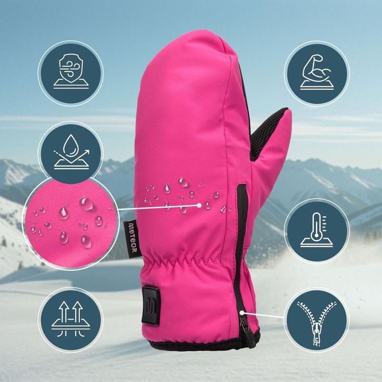 Meteor, Juna, rękawice zimowe, różowe, rozmiar XXS