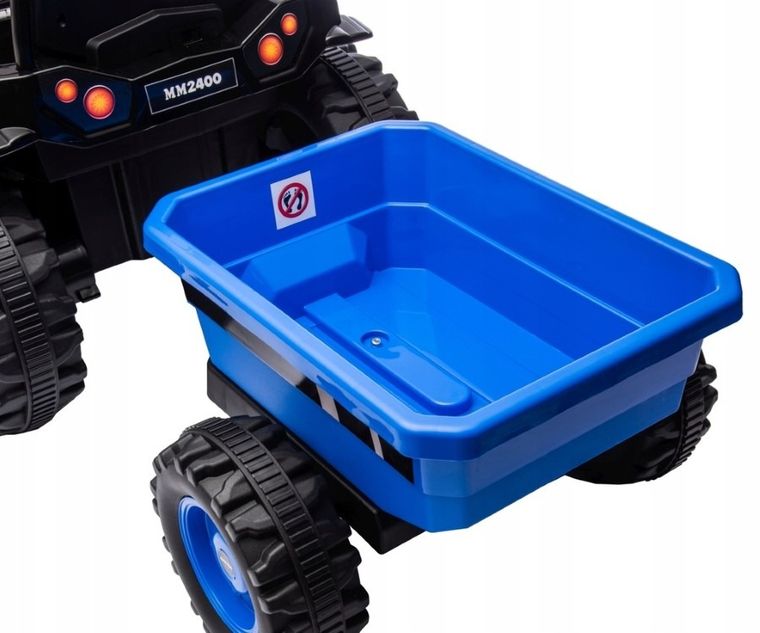 Milly Mally, Traktor, pojazd na akumulator z przyczepą, niebieski