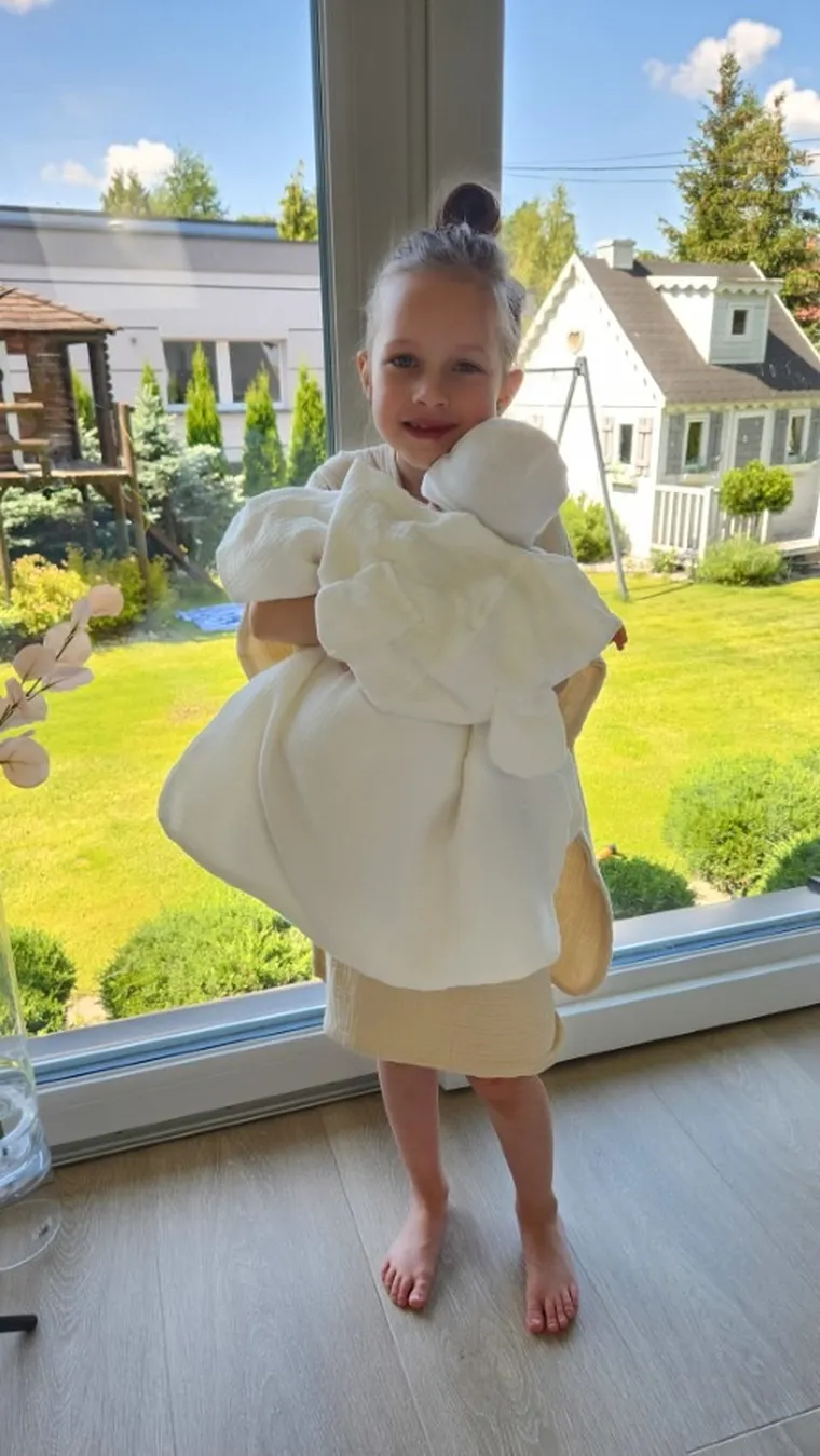 MimiNu, muślinowe ponczo plażowe, szybkoschnące, ciepły beż, 1-4 l.