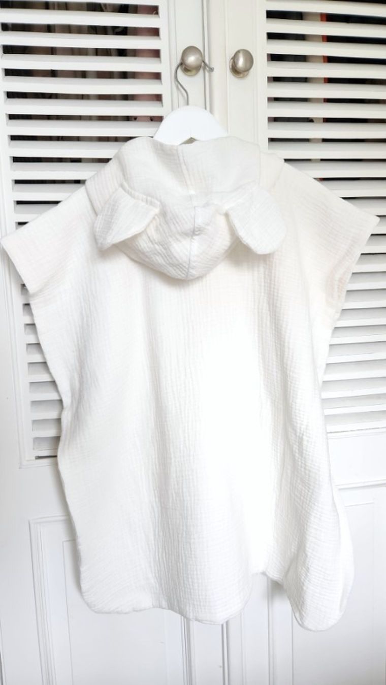 MimiNu, muślinowe ponczo plażowe, szybkoschnące, śmietanka, 4-7 l.