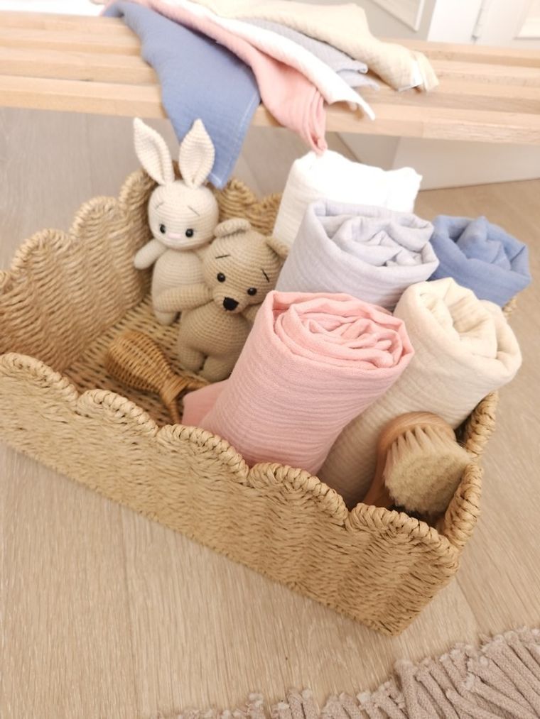 MimiNu, pieluszka muślinowa, szara + śmietanka, 75-75 cm, 2 szt.