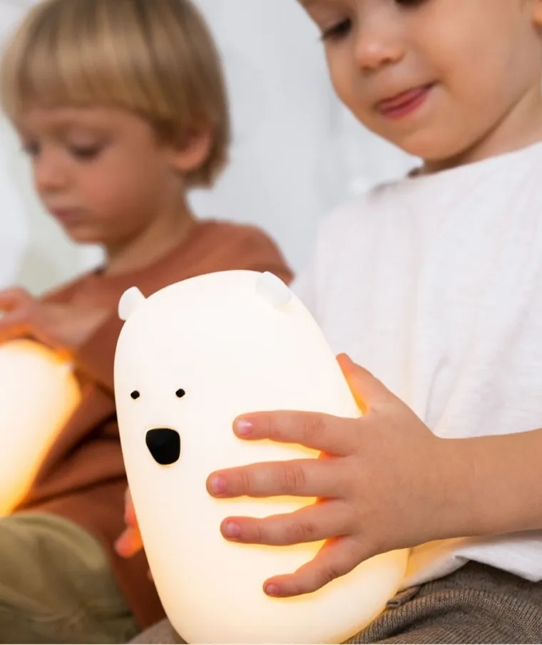 Miś, lampka silikonowa z pilotem, duża, biała