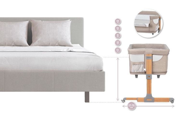 MoMi, Smart Bed, łóżeczko dostawne, 4w1, beżowe