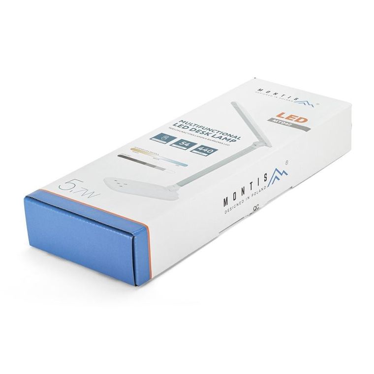 Montis, lampka biurkowa LED, biała 230v + USB, MT042