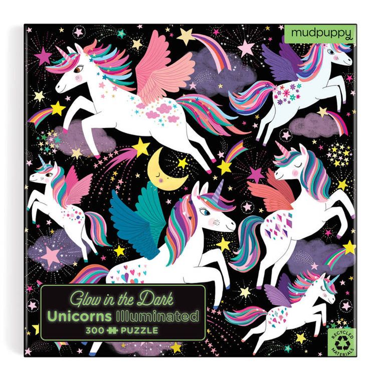 Mudpuppy, Jednorożce, puzzle świecące w ciemności, 300 elementów