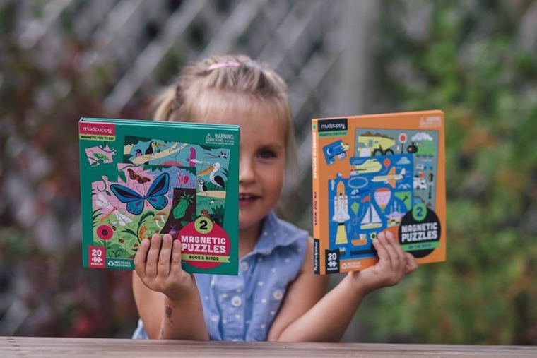 Mudpuppy, Środki transportu, puzzle magnetyczne 2w1, 20 elementów