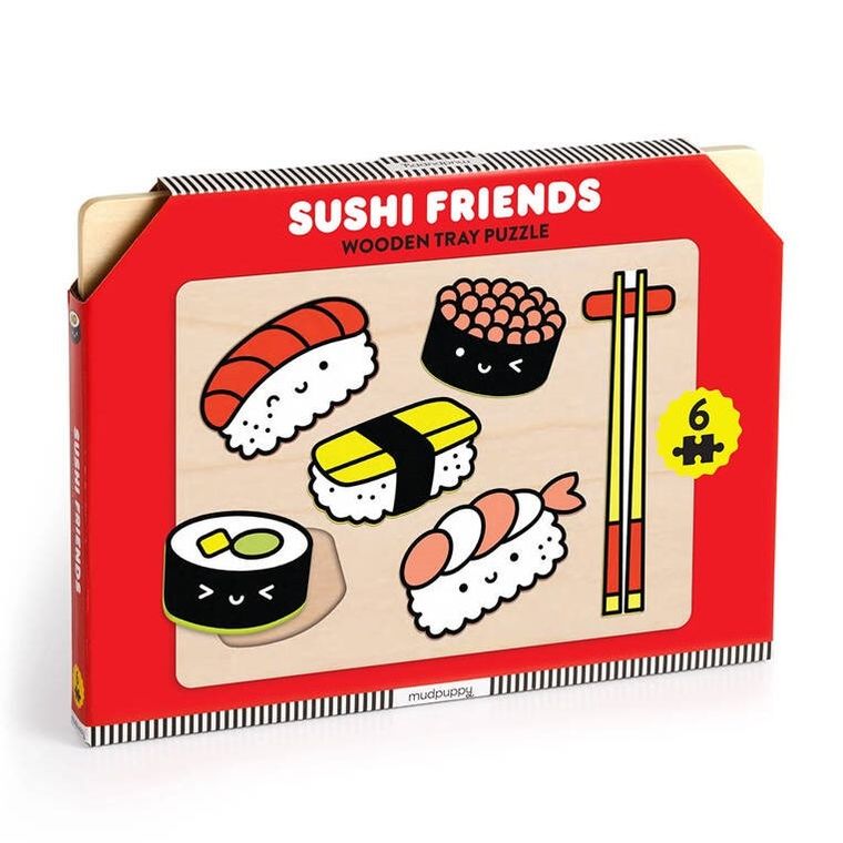 Mudpuppy, Sushi, pierwsze puzzle drewniane 3D, 6 elementów