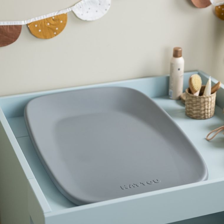 Nattou, Softy, miękka mata do przewijania bez BPA, Grey, 50-70 cm