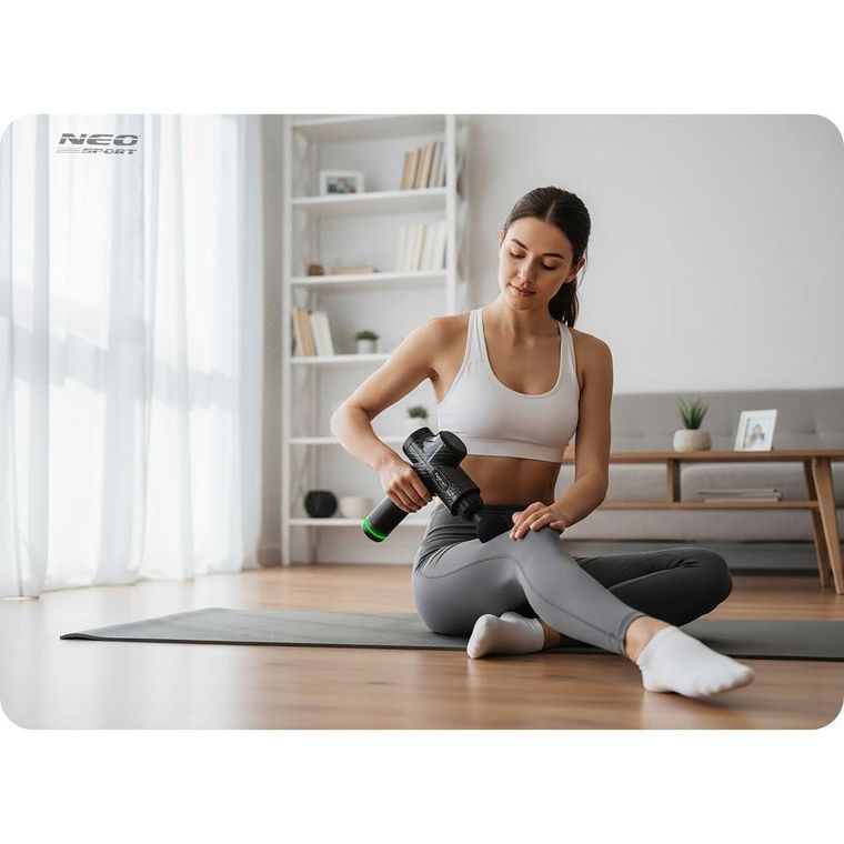 Neo-Sport, pistolet do masażu ciała, czarny, 9 nakładek, NS-503
