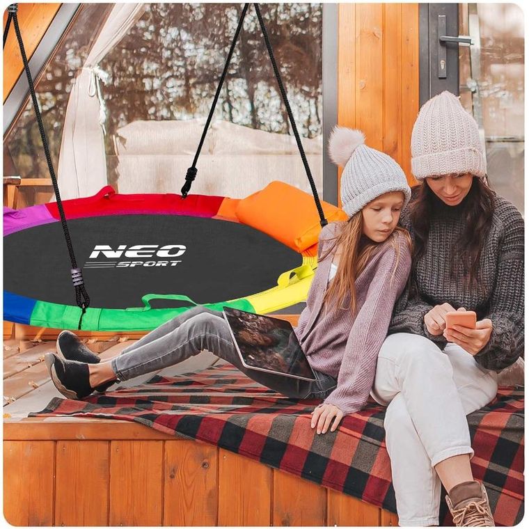 Neo-Sport, Swingo, huśtawka okrągła, bocianie gniazdo, wielokolorowa, 110 cm