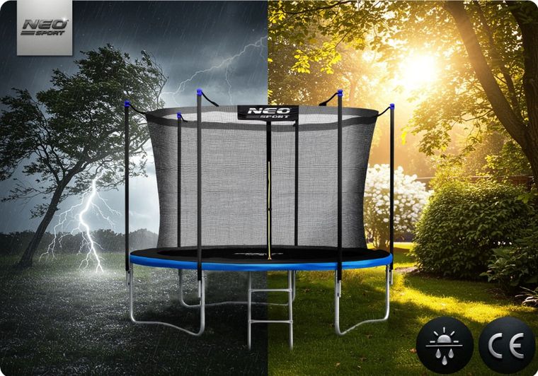 Neo-Sport, trampolina ogrodowa z siatką wewnętrzną i drabinką, 10ft/312 cm