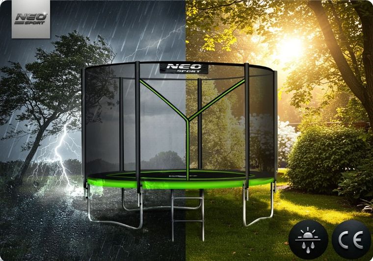 Neo-Sport, trampolina ogrodowa z siatką zewnętrzną i drabinką, 8ft/252 cm