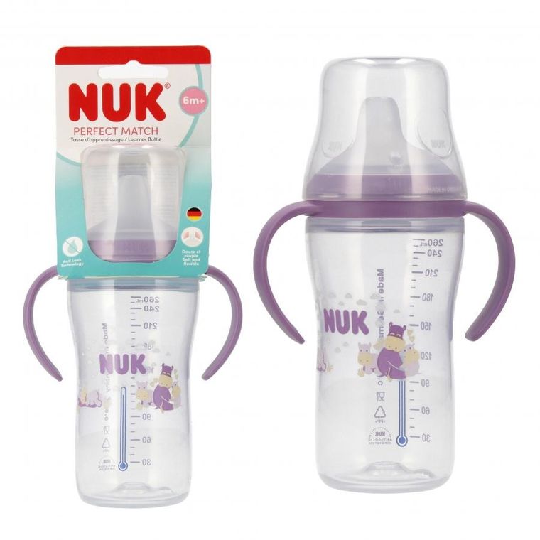 Nuk, butelka do nauki picia, hipopotam, 260 ml
