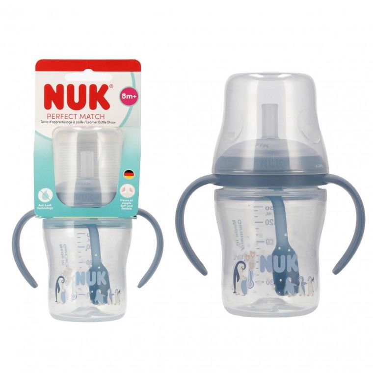 Nuk, butelka do nauki picia ze słomką, pingwinek, 150 ml