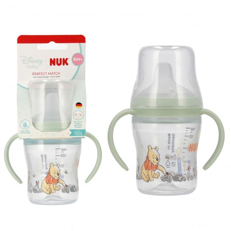 Nuk, Kubuś Puchatek, Perfect Match, butelka do nauki picia z ustnikiem niekapkiem, 150 ml