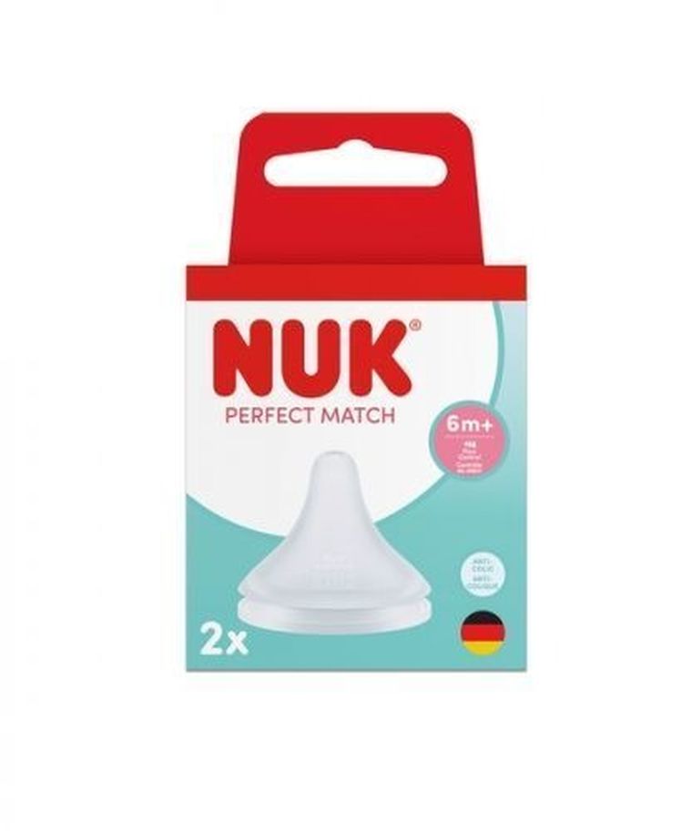 Nuk, Perfect Match Air, smoczek do butelki, silikonowy, rozmiar M, 2 szt.