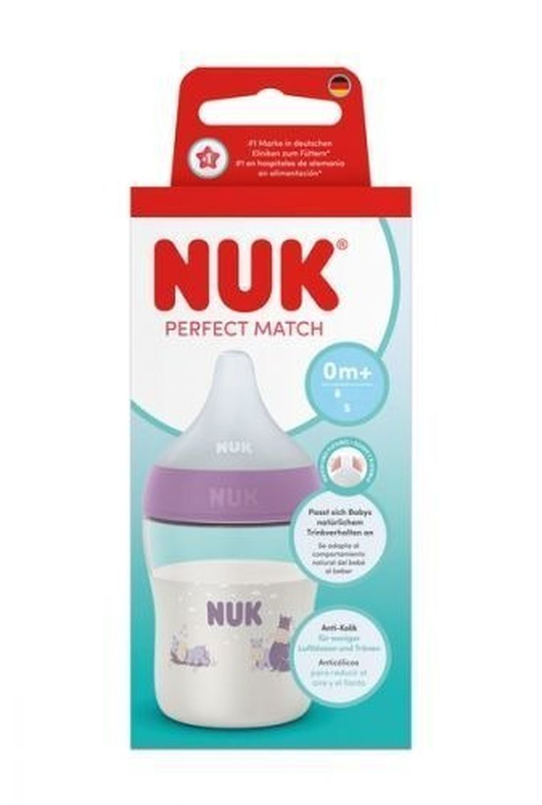 Nuk, Perfect Match, butelka, silikonowy smoczek, hippo, 150 ml