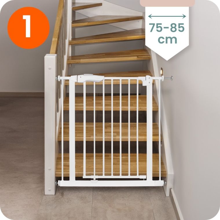 Nukido, barierka, bramka zabezpieczająca, biała, 75-105 cm