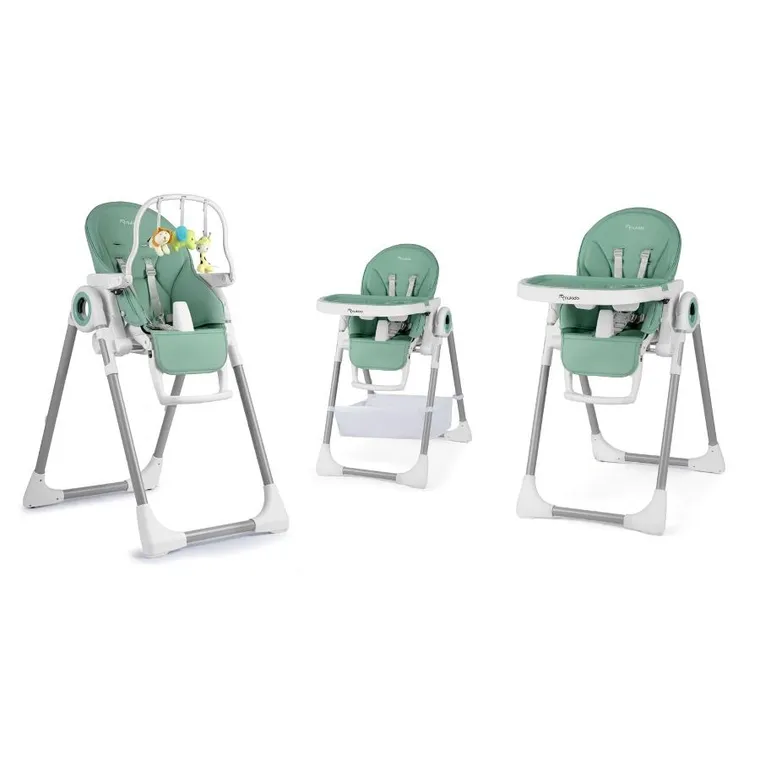 Nukido, Belo, krzesełko do karmienia ze stolikiem, leżaczek, zielone
