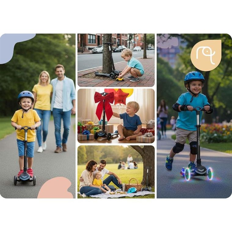 Nukido, Flippo, hulajnoga 3-kołowa, balansowa, z siedziskiem, czarna