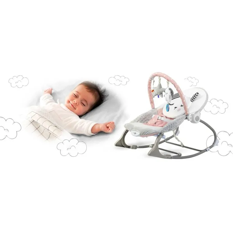 Nukido, leżaczek bujaczek z wibracją, różowy