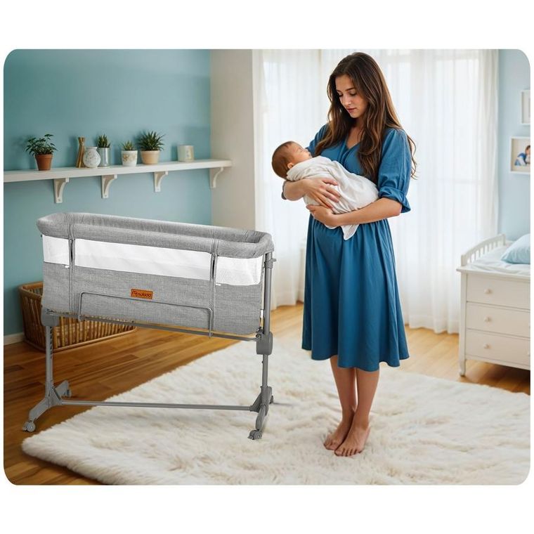 Nukido, NK-243, łóżeczko dostawka, szare