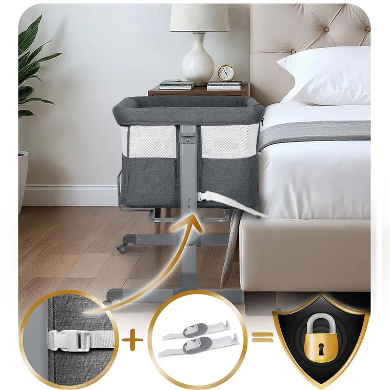 Nukido, NK-243, łóżeczko turystyczne składane, dostawka, ciemny szary