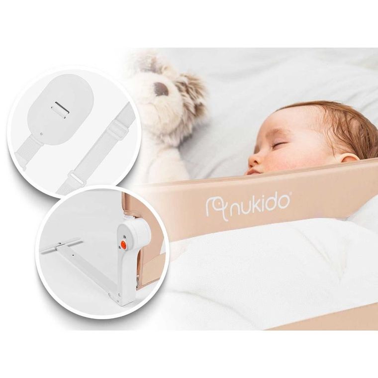 Nukido, osłona zabezpieczająca na łóżko, beżowa, 150-42-35 cm