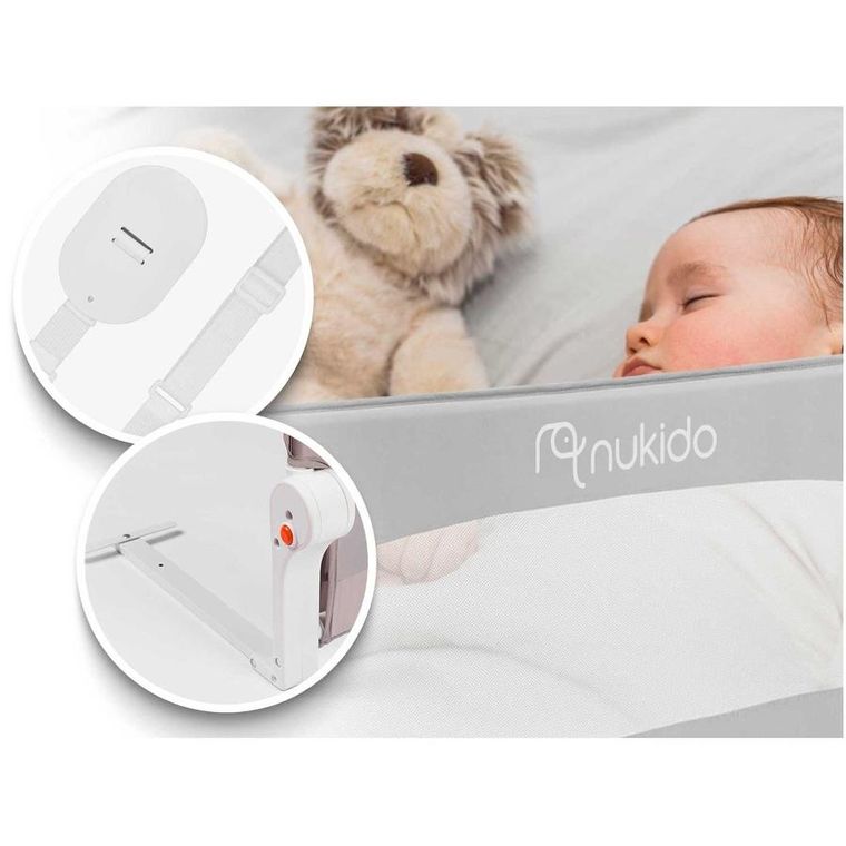 Nukido, osłona zabezpieczająca na łóżko, szara, 150-42-35 cm