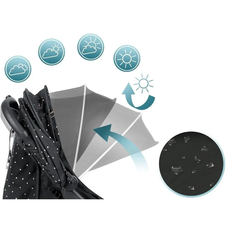 Nukido, Paseo, wózek dziecięcy, spacerówka, czarny w kropki