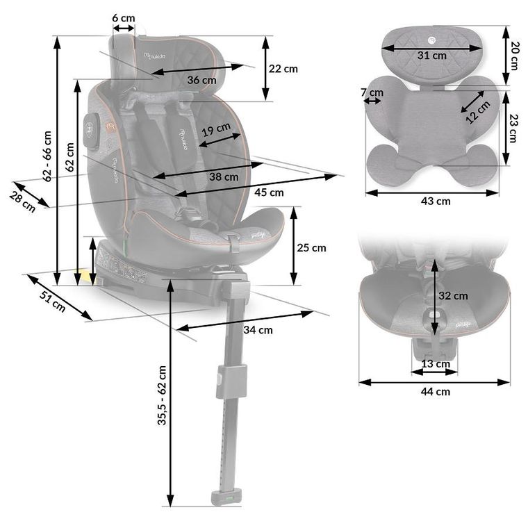 Nukido, Prestige Line, fotelik samochodowy, czarno-szary, 0-36 kg