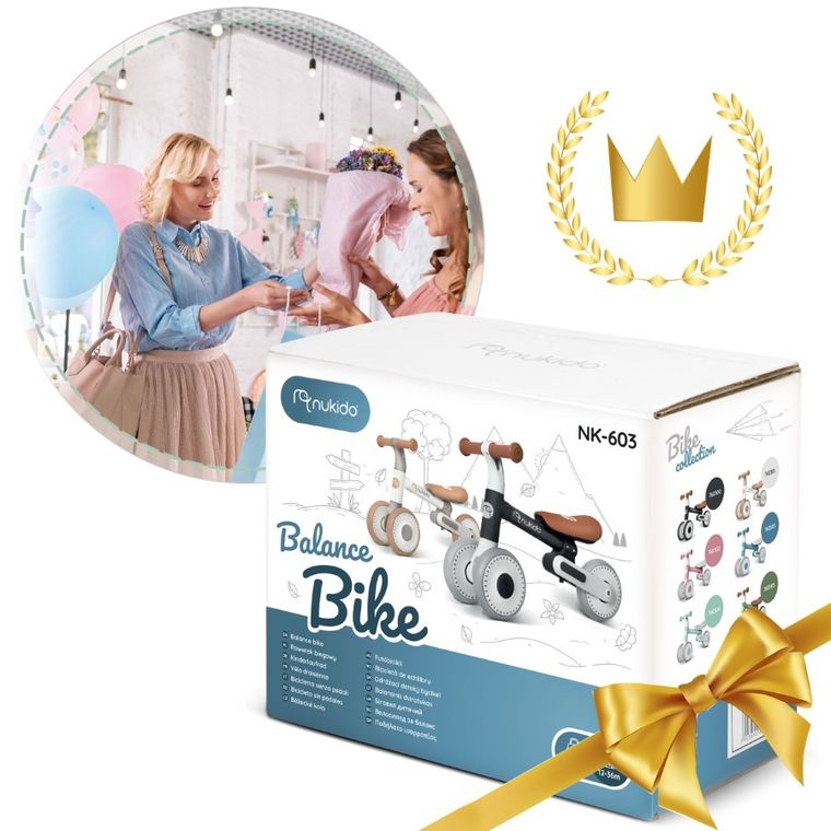 Nukido, rowerek biegowy dla dzieci, biało-zielony