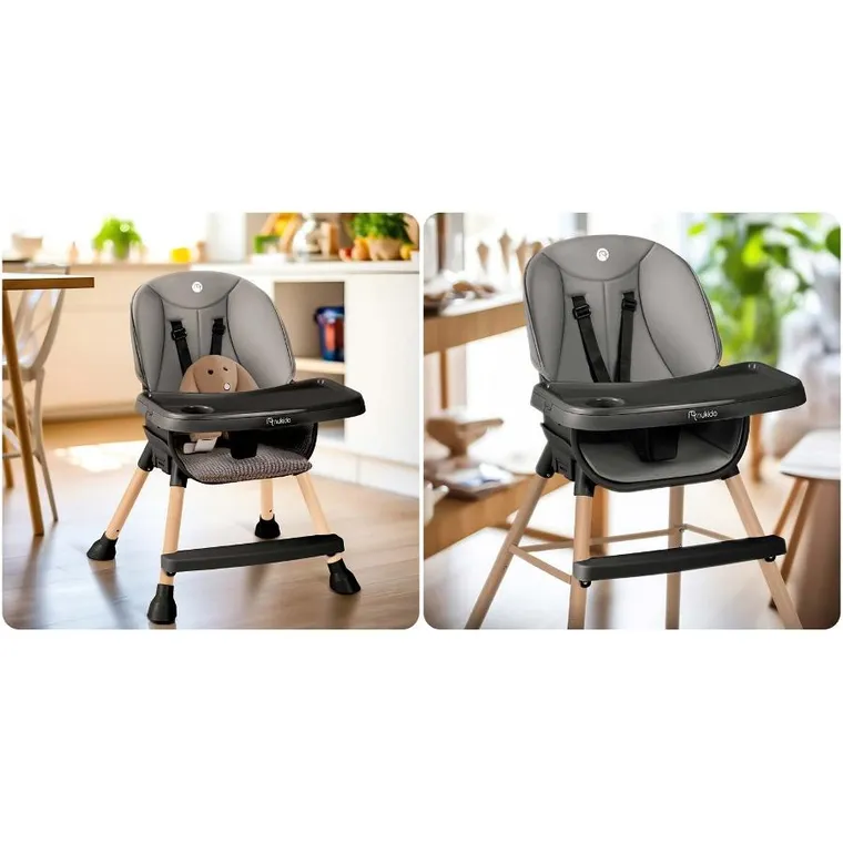 Nukido, Tilo, krzesełko do karmienia, szaro-czarne