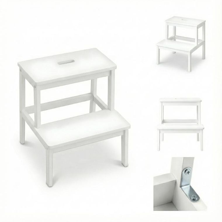 Nuxio, Krok, bambusowy taboret ze schodkiem, 46 cm