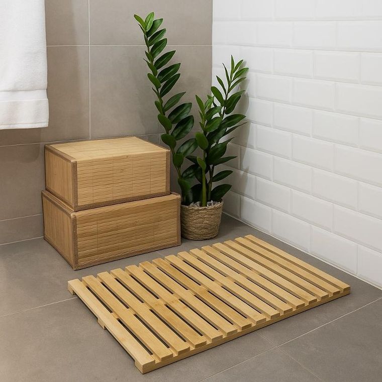 Nuxio, Sanno, podest łazienkowy z bambusa, 60-40 cm