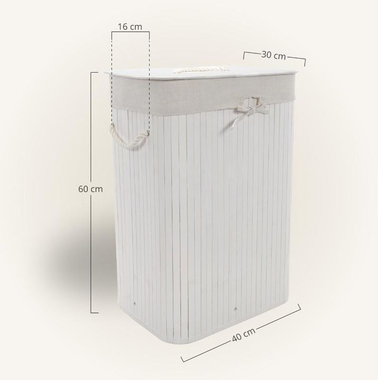 Nuxio, Zora, bambusowy kosz na pranie, 72l