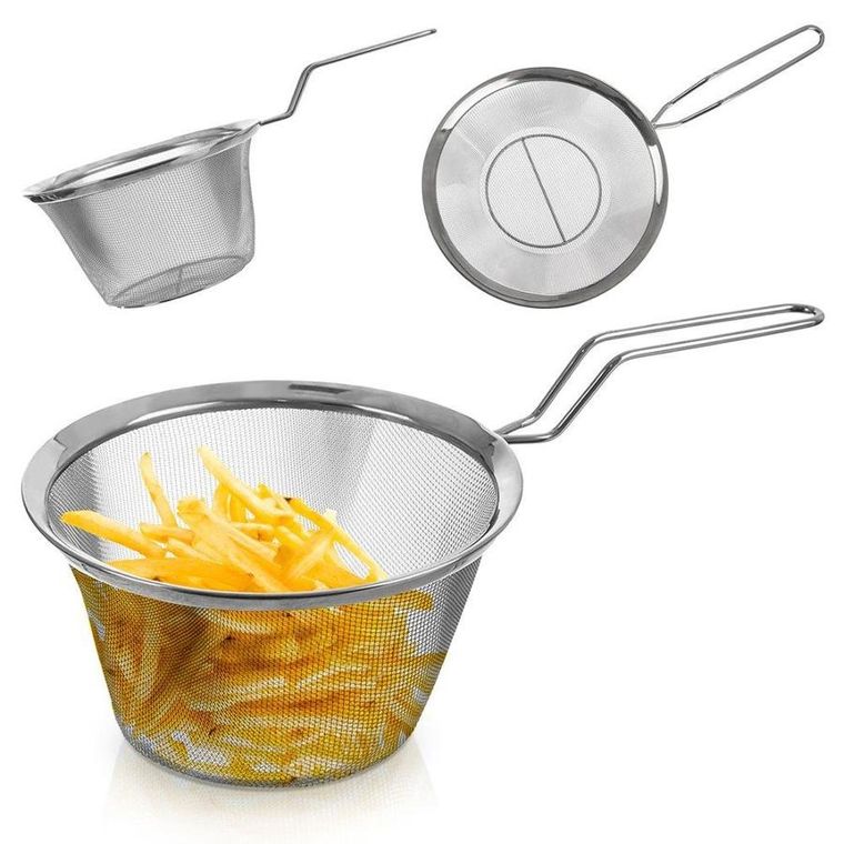Orion, koszyk do smażenia frytek z rączką, stalowy, 19,5 cm