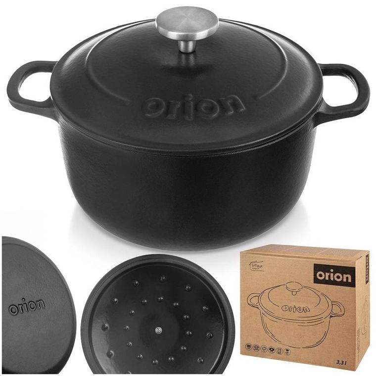 Orion, Litina, garnek z pokrywką, żeliwny, emaliowany, 22 cm, 3,3l