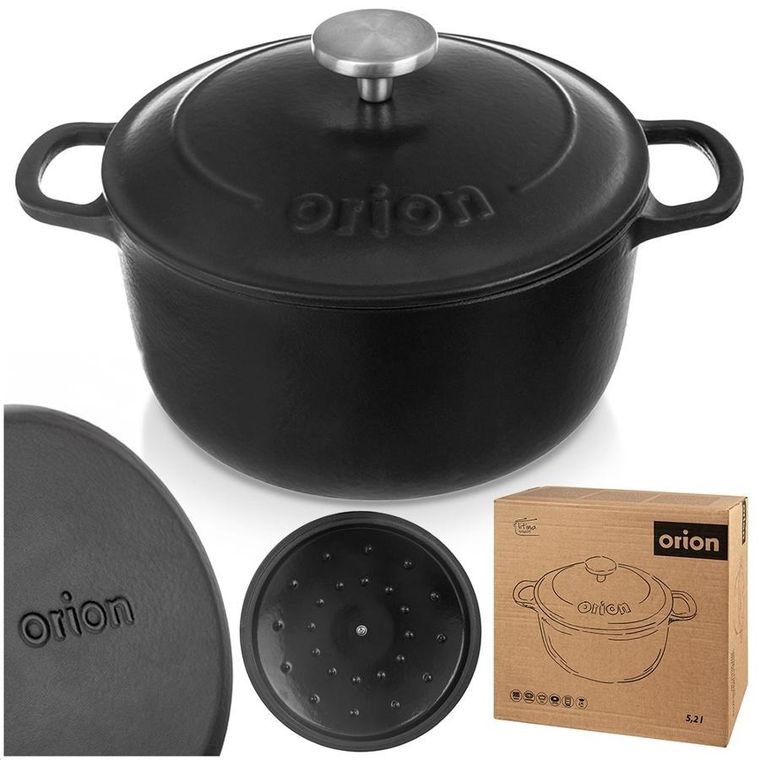 Orion, Litina, garnek z pokrywką, żeliwny, emaliowany, 26 cm, 5,2l