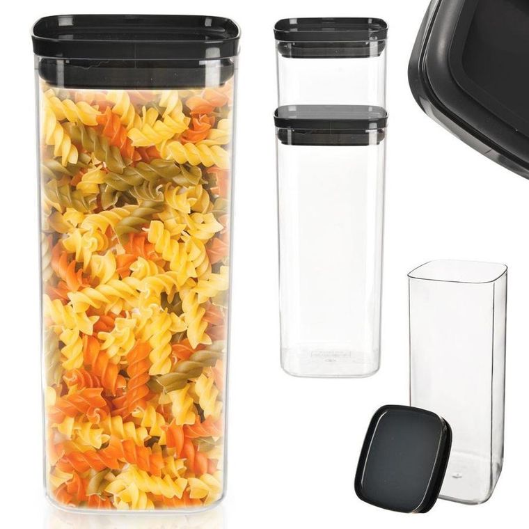 Orion, pojemnik kwadratowy z pokrywką i uszczelką, do żywności, 2,1 l