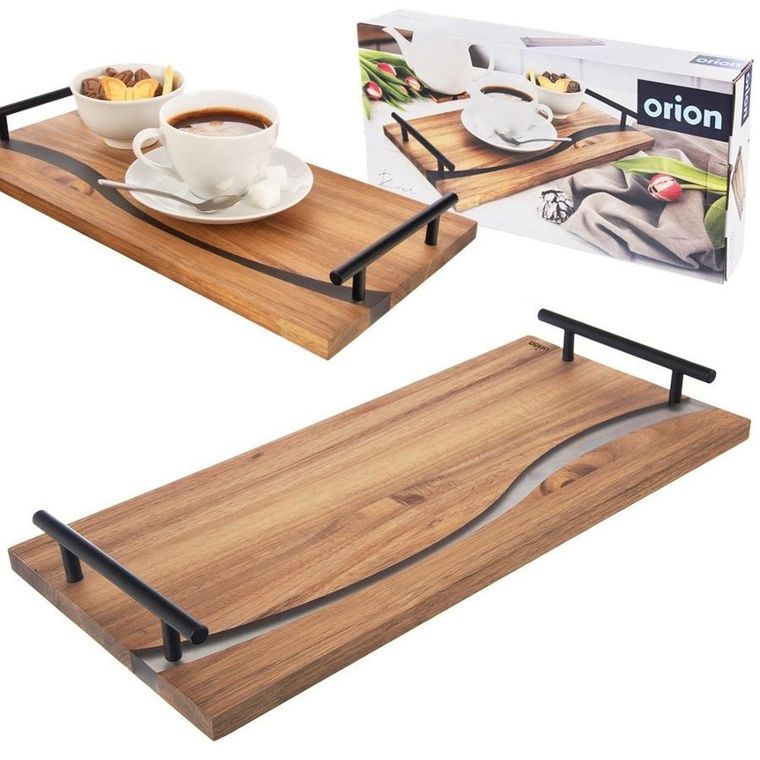 Orion, River, taca do serwowania, Drewniana z uchwytami, 42-20-4,5 cm