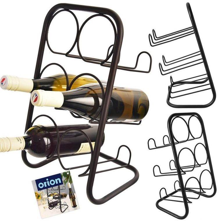 Orion, stojak na wino, metalowy czarny, 6 butelek, 22.5-39 cm