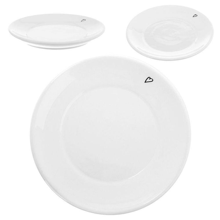 Orion, talerzyk mały, ceramiczny, biały serduszka, 12 cm