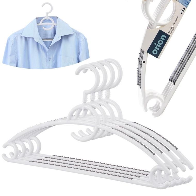 Orion, wieszaki na ubrania, obrotowe, antypoślizgowe, białe, 4 szt.