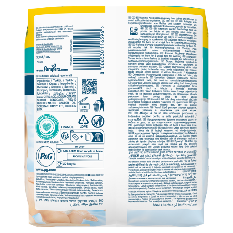 Pampers, 99% Water, chusteczki nawilżane dla dzieci, 6-60 szt.