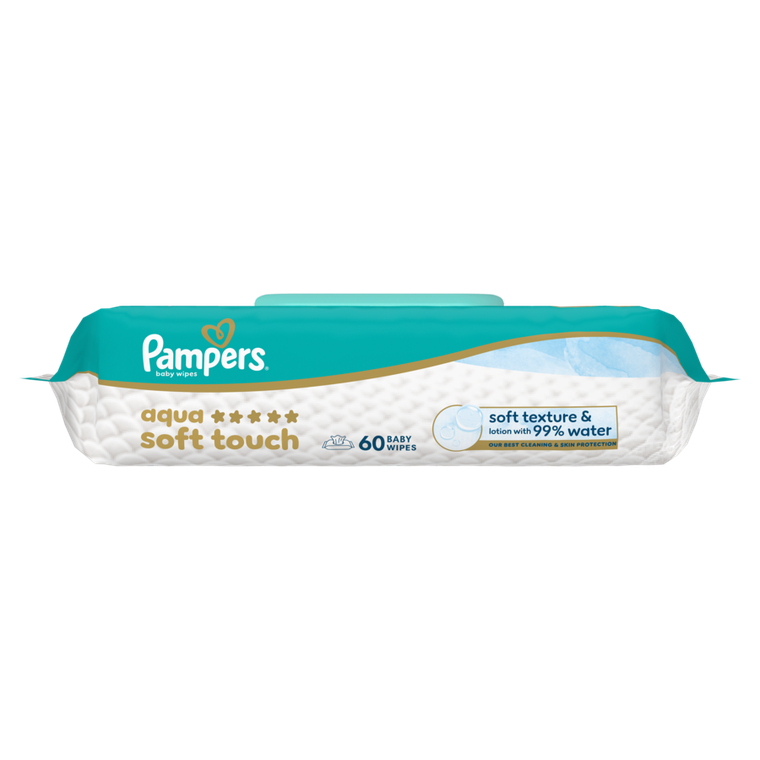 Pampers, Aqua Soft Touch, chusteczki nawilżane dla dzieci, 1-60 szt.