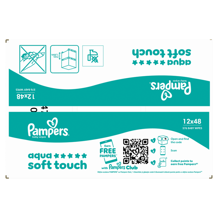 Pampers, Aqua Soft Touch, chusteczki nawilżane dla dzieci, 12-48 szt.