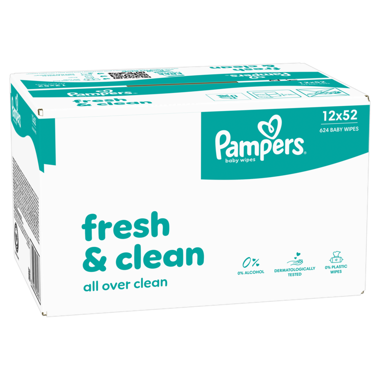 Pampers, Fresh Clean, chusteczki nawilżane dla dzieci, 12-52 szt.