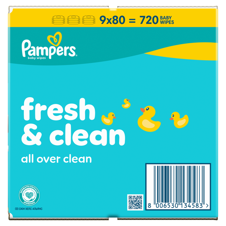 Pampers, Fresh Clean, chusteczki nawilżane dla dzieci, 9-80 szt.